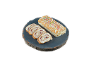 sliced-whole-roll-cakes-board-blue-surface